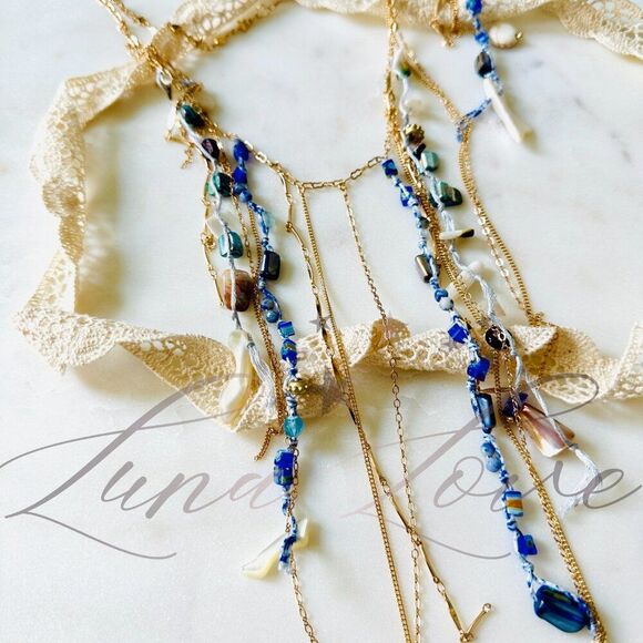FREE PEOPLE x Ariana Ost Layered Gold Necklace In Gemstones - EXCLUSIVE! - Picture 4 of 6